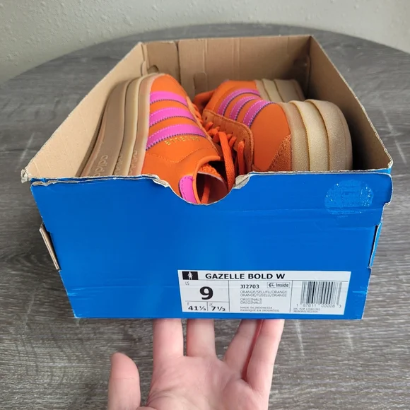 ADIDAS Orange Purple Gazelle Bold Lace Up Sneakers Size 9 - Picture 6 of 15